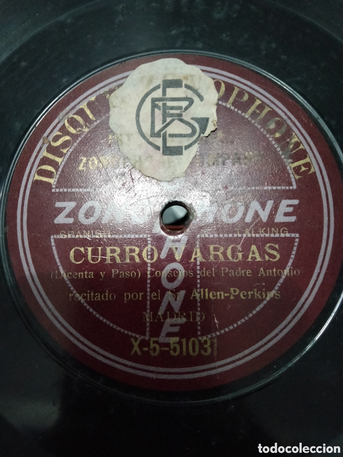Discos de pizarra: Disco de pizarra Recitado Sr Allen Perkins CURRO VARGAS - Foto 1