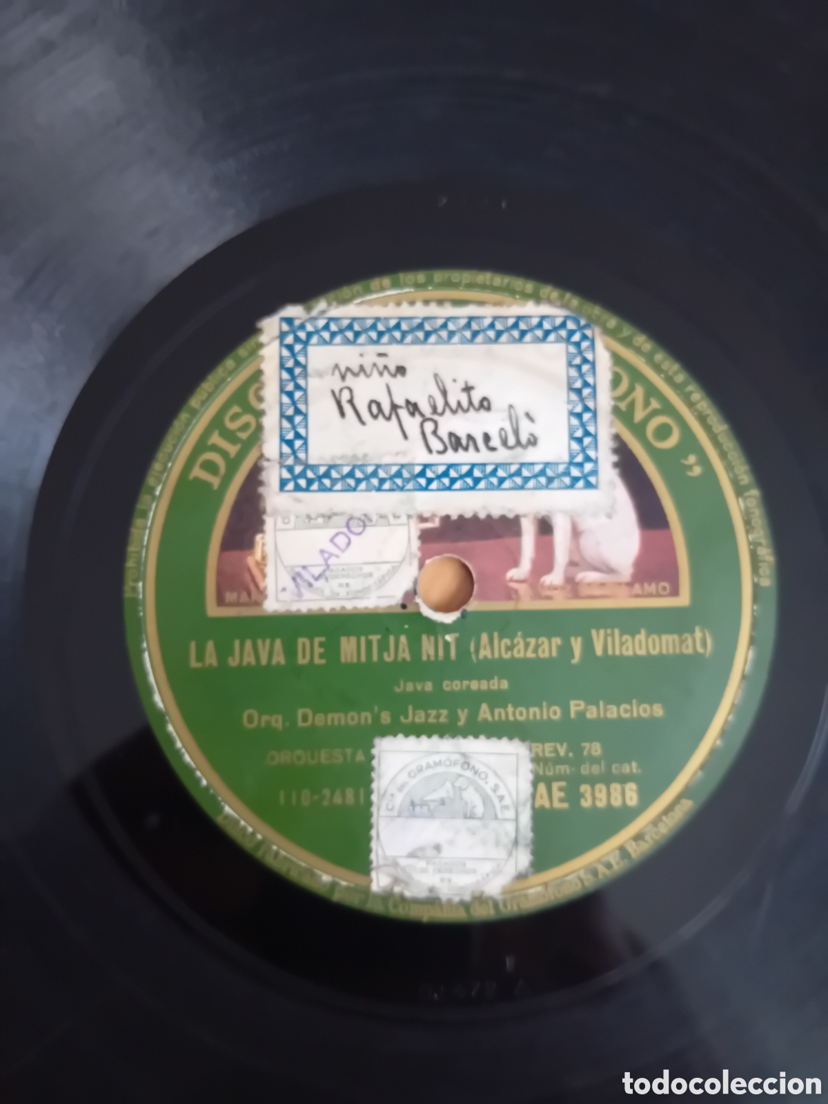 Discos de pizarra: DEMONS JAZZ Y ANTONIO PALACIOS. LA JAVA DE MITJA NIT. CANT A EL BE NEGRE - Foto 4