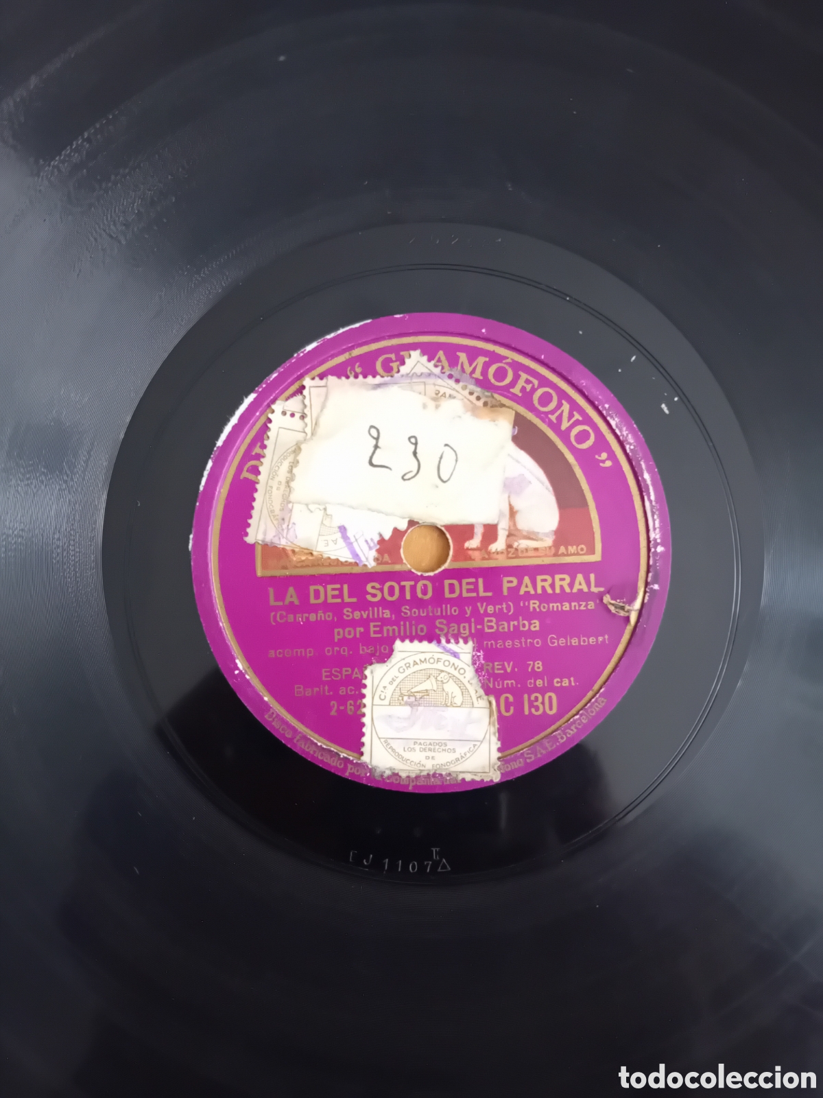 Discos de pizarra: EMILIO SAGI-BARBA. LA DEL SOTO DEL PARRAL - Foto 2
