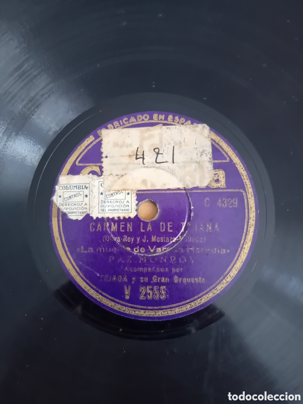 Discos de pizarra: PAZ MONROY. CARMEN LA DE TRIANA - Foto 2