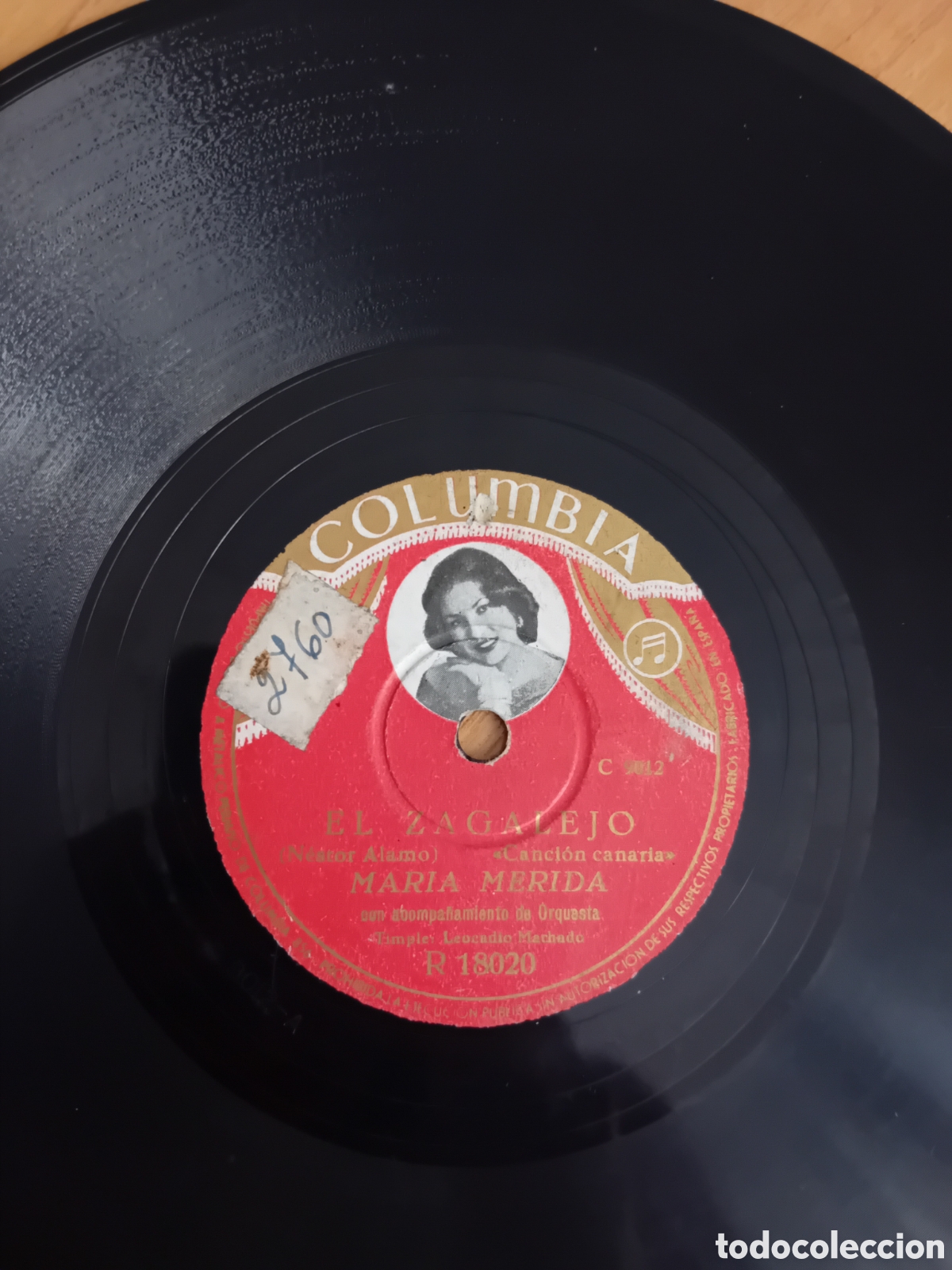 Discos de pizarra: MARIA MERIDA. ADIOS CANARIA QUERIDA. EL ZAGALEJO - Foto 2