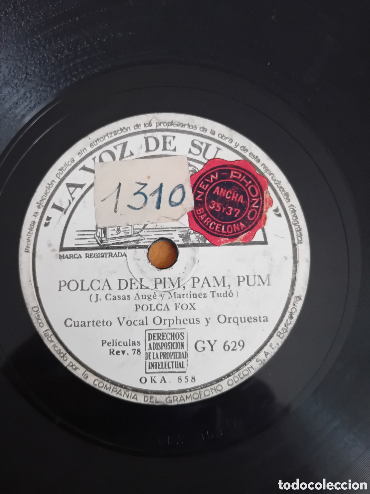 Discos de pizarra: CUARTETO VOCAL ORPHEUS. LOS GUSANITOS. POCA DEL PIM PAM PUM - Foto 2