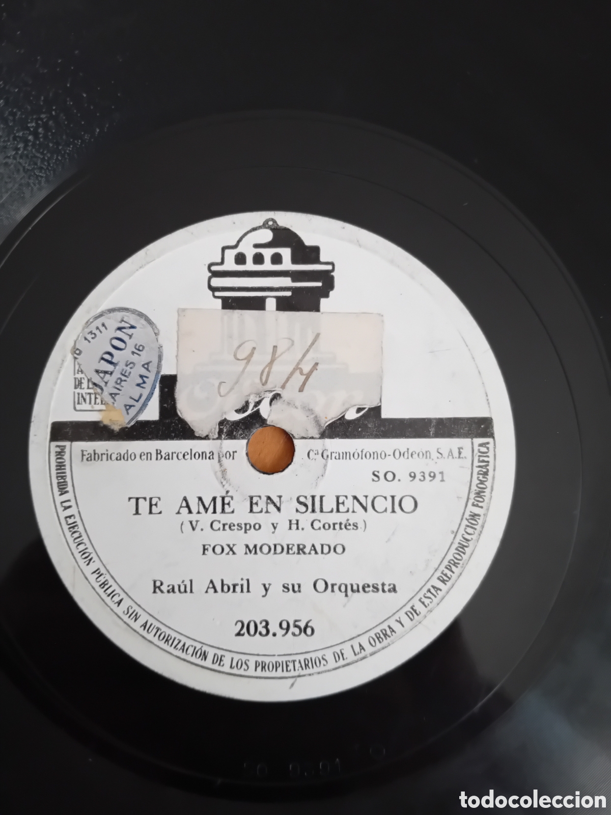Discos de pizarra: RAUL ABRIL. TE AME EN SILENCIO. IMPACIENCIA - Foto 2