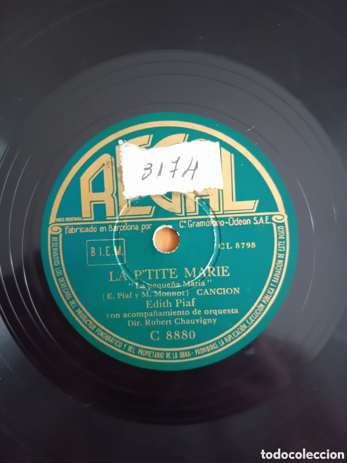 Discos de pizarra: EDITH PIAF. LA PTITE MARIE. HYMNE A LAMOUR - Foto 2