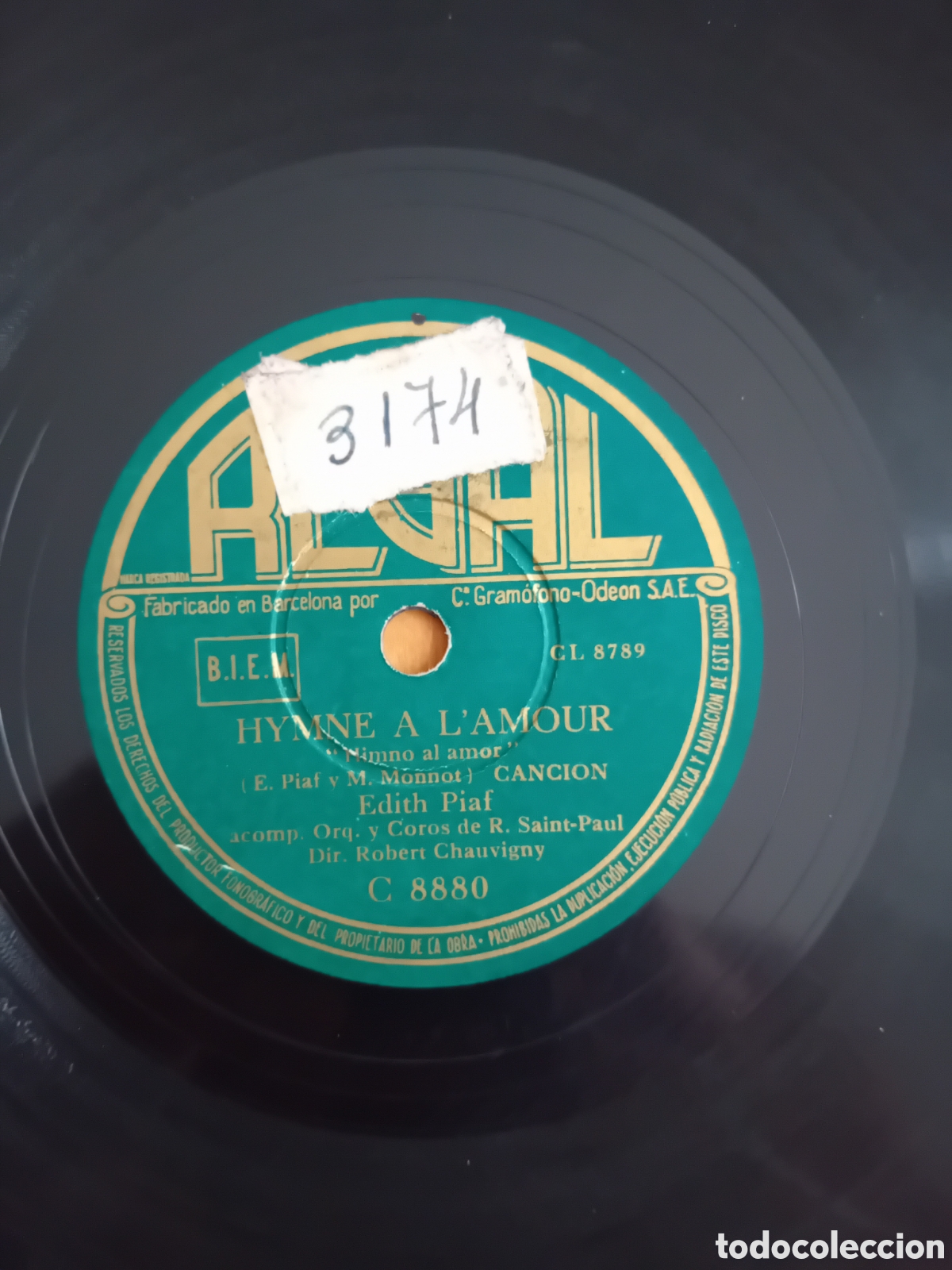Discos de pizarra: EDITH PIAF. LA PTITE MARIE. HYMNE A LAMOUR - Foto 4