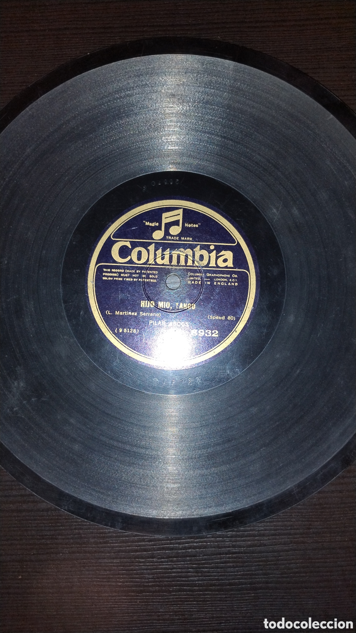 Discos de pizarra: Disco Shellac Columbia todo por ti y tango - Foto 2