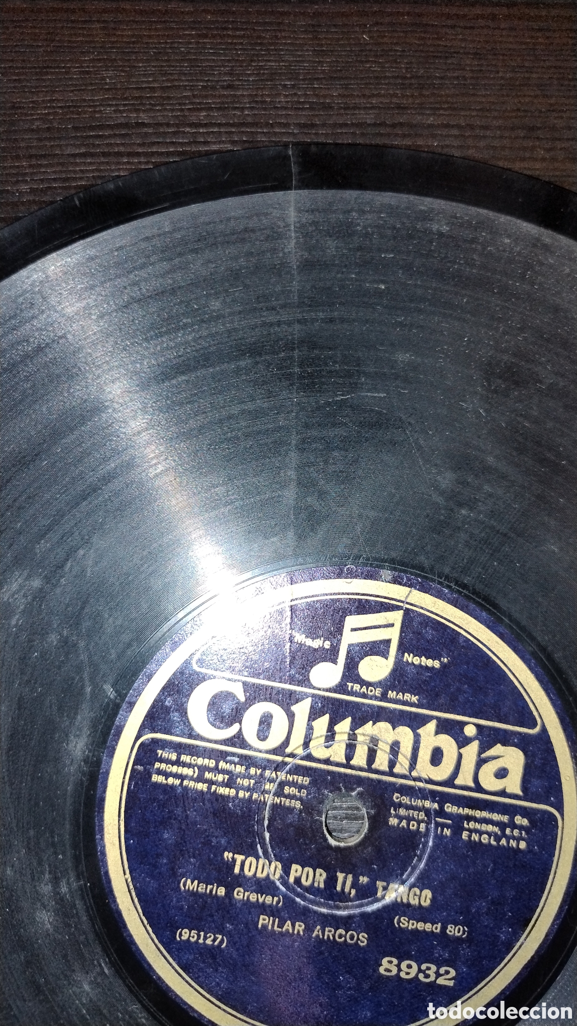 Discos de pizarra: Disco Shellac Columbia todo por ti y tango - Foto 3