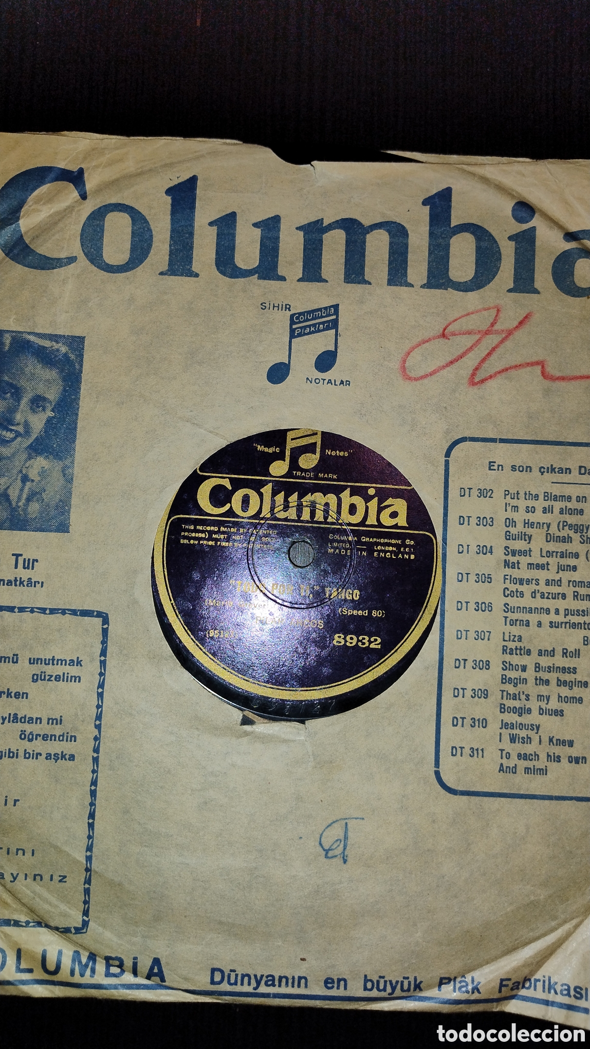 Discos de pizarra: Disco Shellac Columbia todo por ti y tango - Foto 4