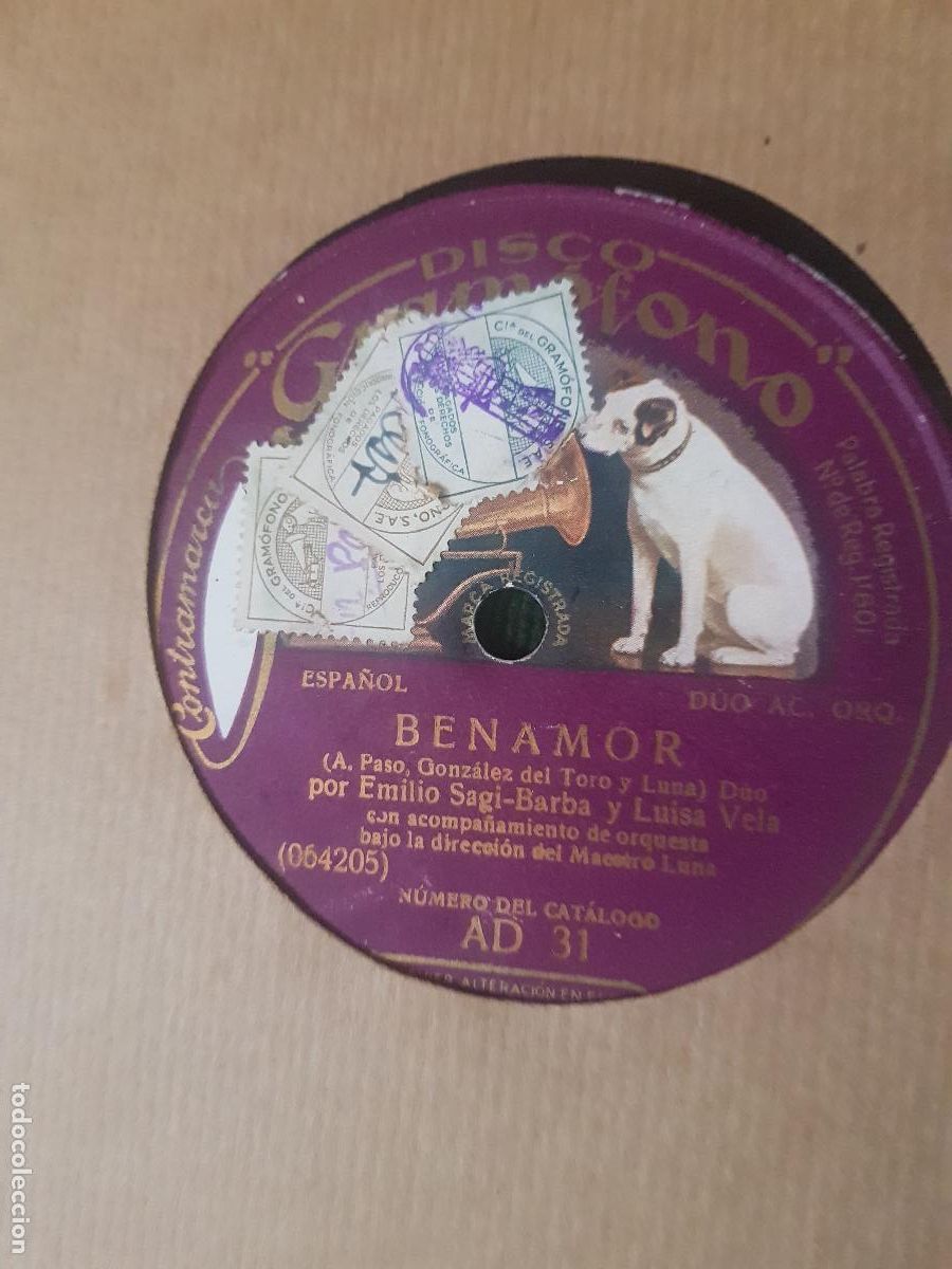 Discos de pizarra: BENAMOR,ESPA&Ntilde;OL-A.PASO,GONZALEZ DEL TORO LUNA - Foto 3