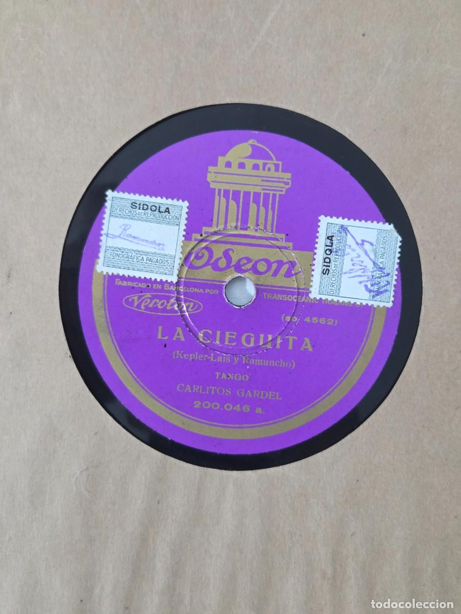 Discos de pizarra: Disco de pizarra Carlitos Gardel, Lobo de mar, La Cieguita, Tango - Foto 3