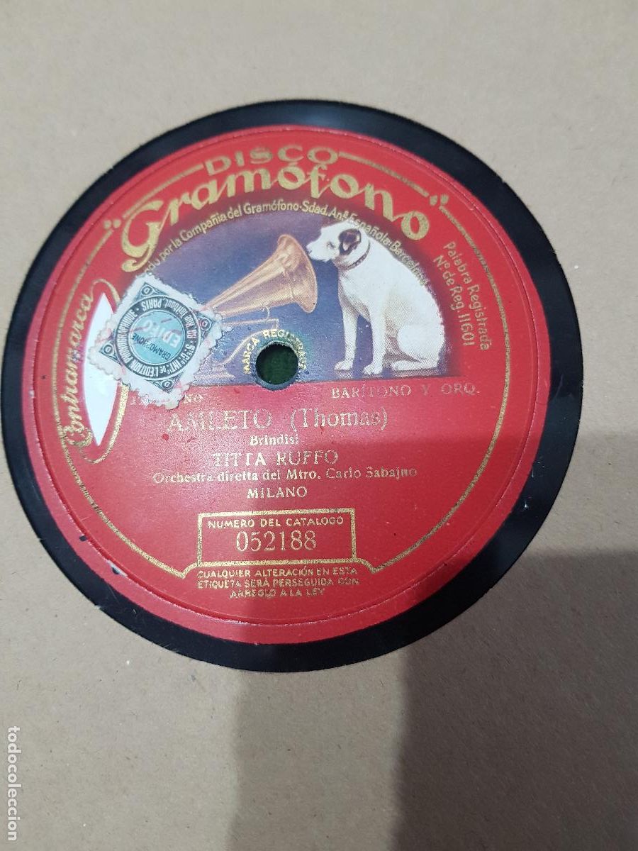 Discos de pizarra: DISCO DE PIZARRA,AMLETO -TITTA RUFFO - Foto 1