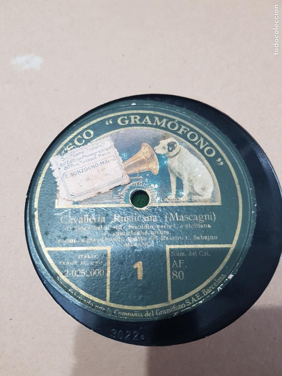 Discos de pizarra: DISCO DE PIZARRA, -CAVALLERIA RUSTICANA - Foto 1