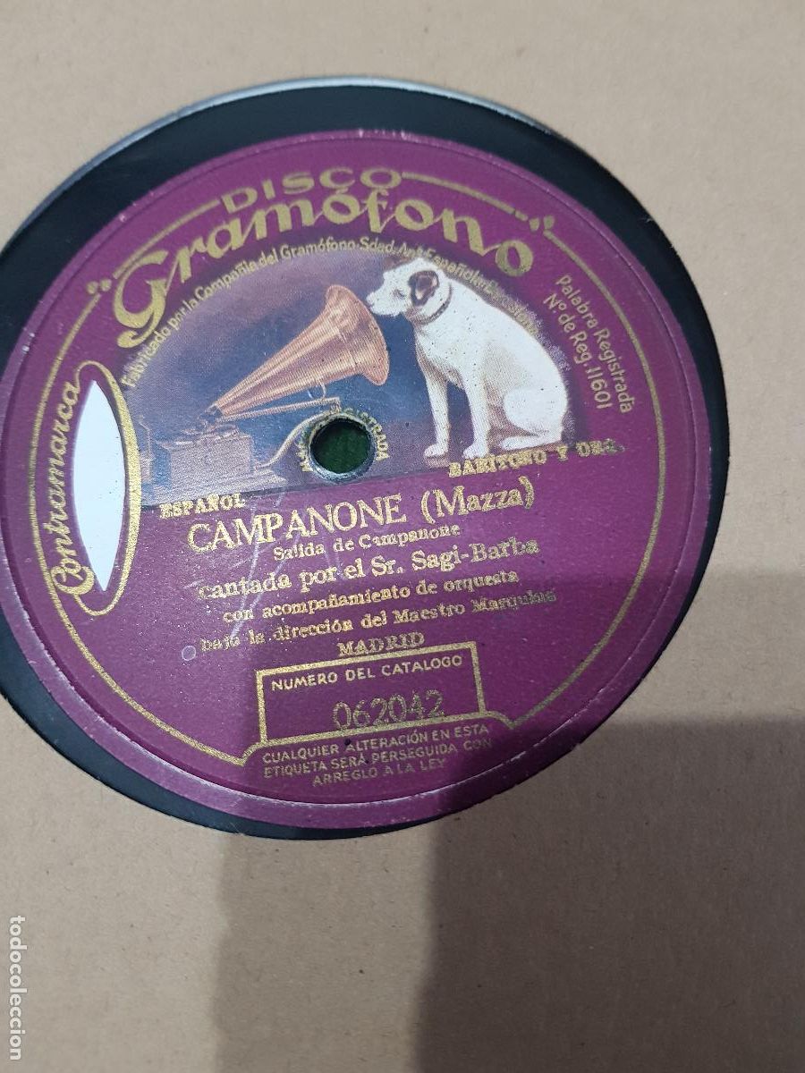Discos de pizarra: DISCO DE PIZARRA,CAMPANONE MAZZA - Foto 1