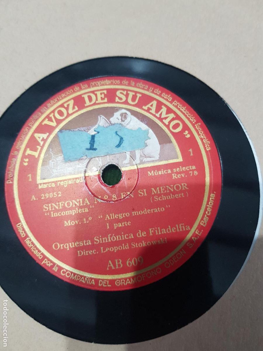 Discos de pizarra: DISCO DE PIZARRA,SINFONIA N&ordm;8 EN SI MENOR - Foto 1