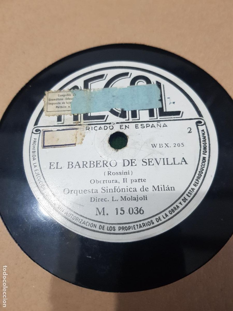 Discos de pizarra: DISCO DE PIZARRA,EL BARBERO DE SEVILLA - Foto 2