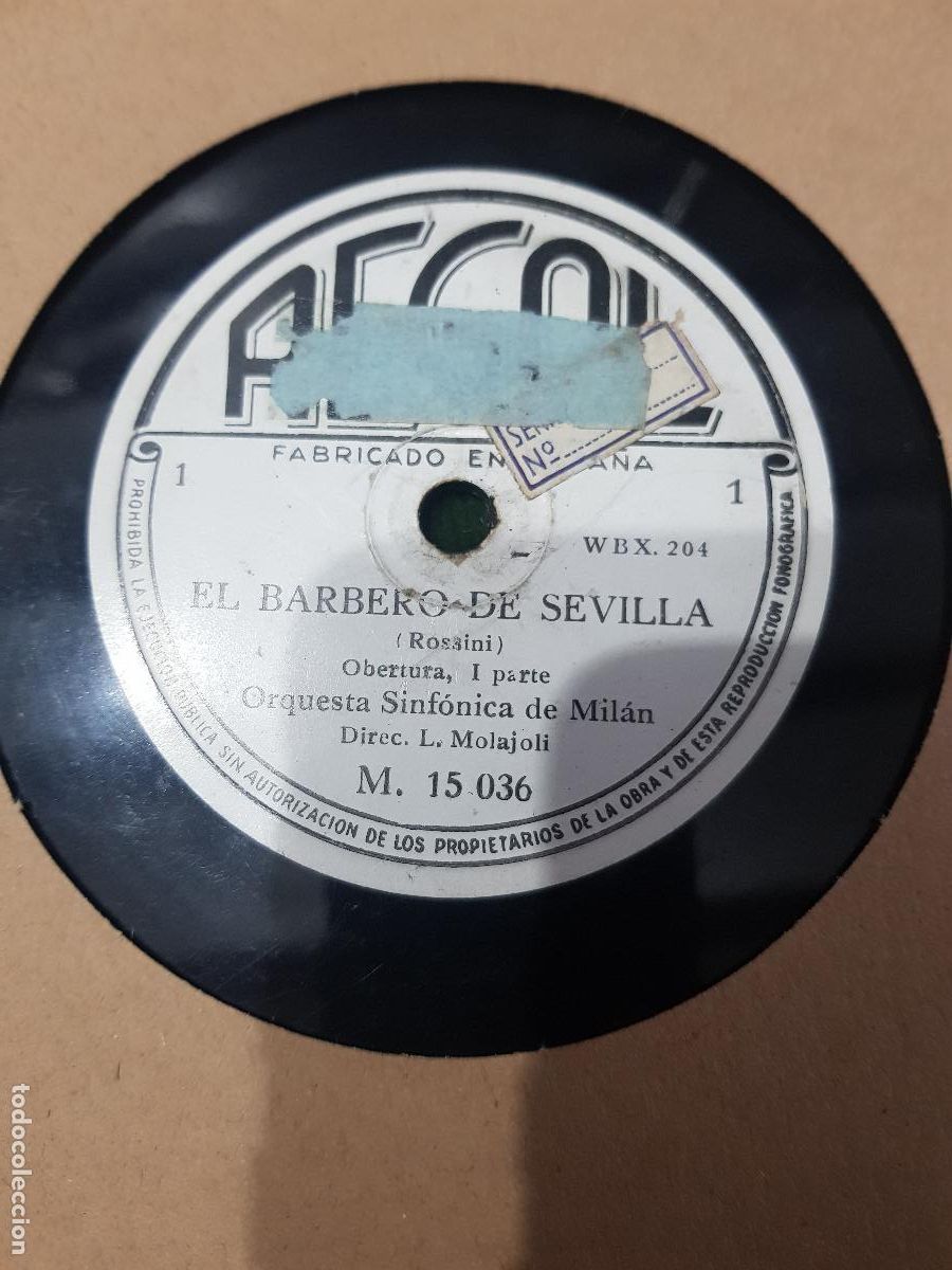 Discos de pizarra: DISCO DE PIZARRA,EL BARBERO DE SEVILLA - Foto 1