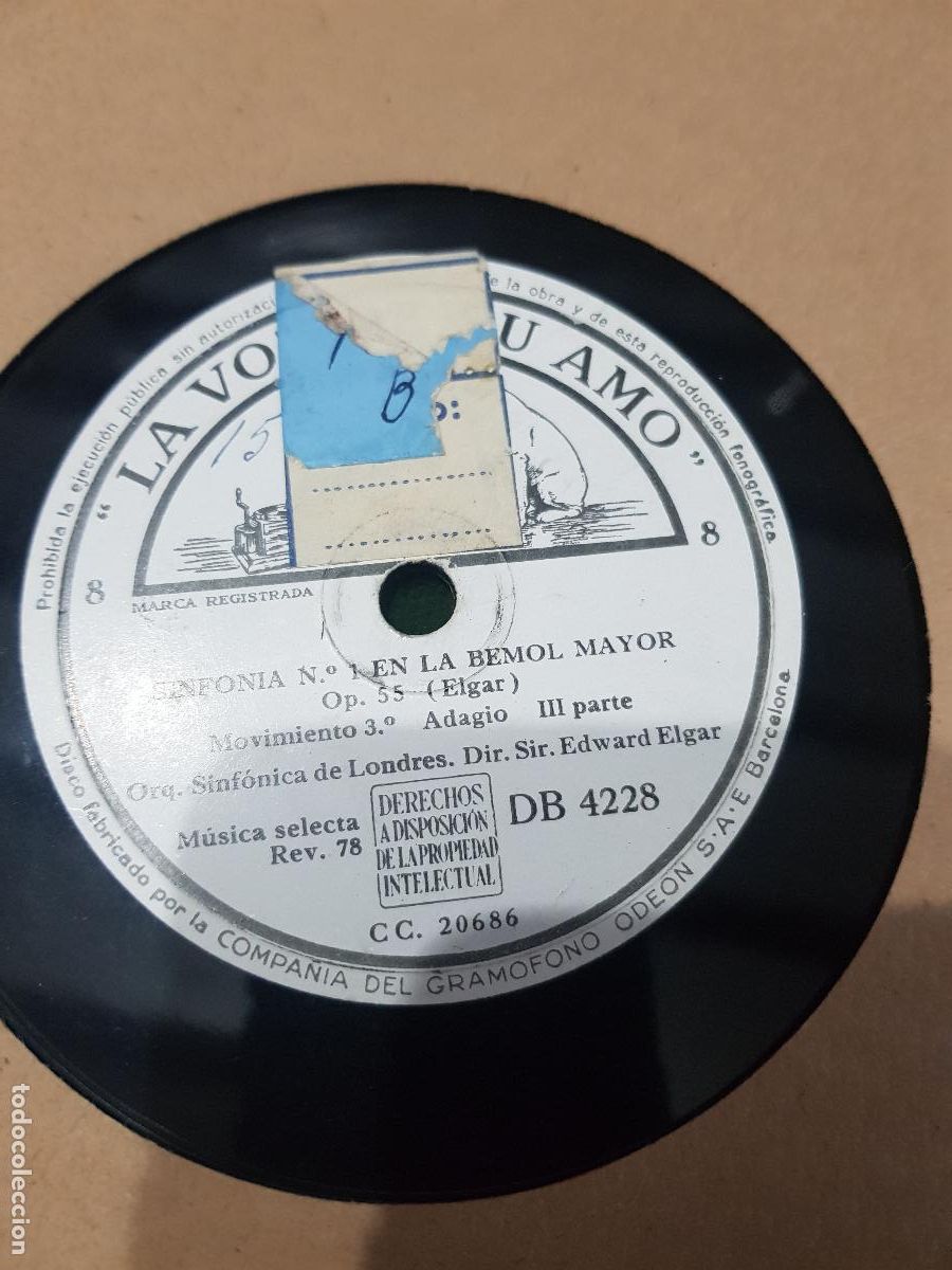 Discos de pizarra: DISCO DE PIZARRA,SINFONIA 1 EN BEMOL MAYOR - Foto 2