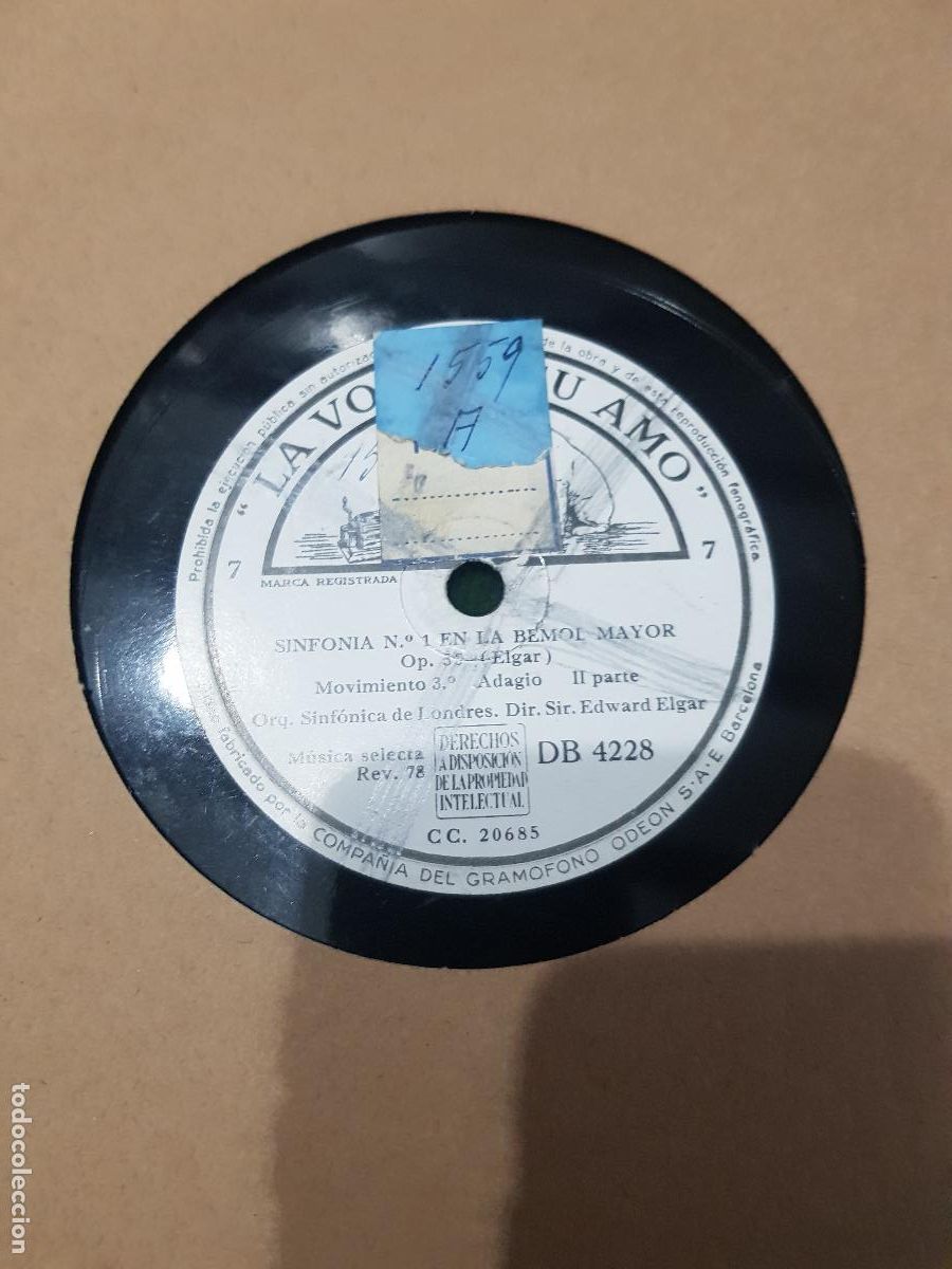 Discos de pizarra: DISCO DE PIZARRA,SINFONIA 1 EN BEMOL MAYOR - Foto 1