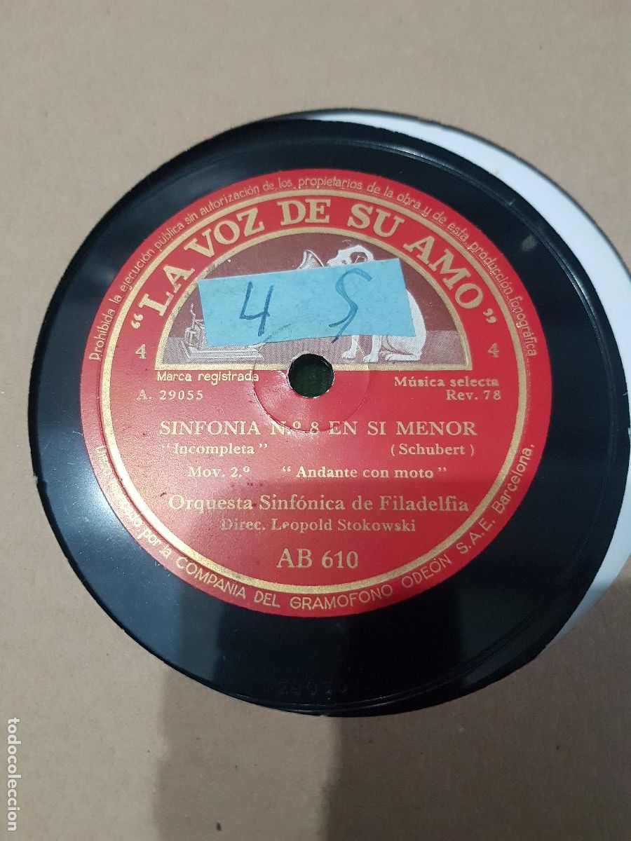 Discos de pizarra: DISCO DE PIZARRA,SINFONIA 8 EN SI MENOR - Foto 1