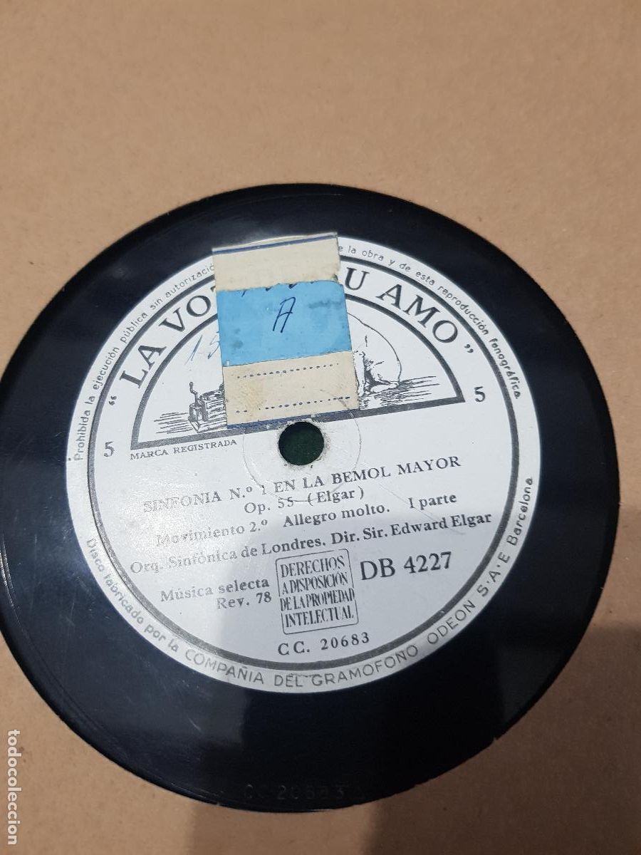 Discos de pizarra: DISCO DE PIZARRA,SINFONIA N&ordm;1 EN BEMOL MAYOR - Foto 1