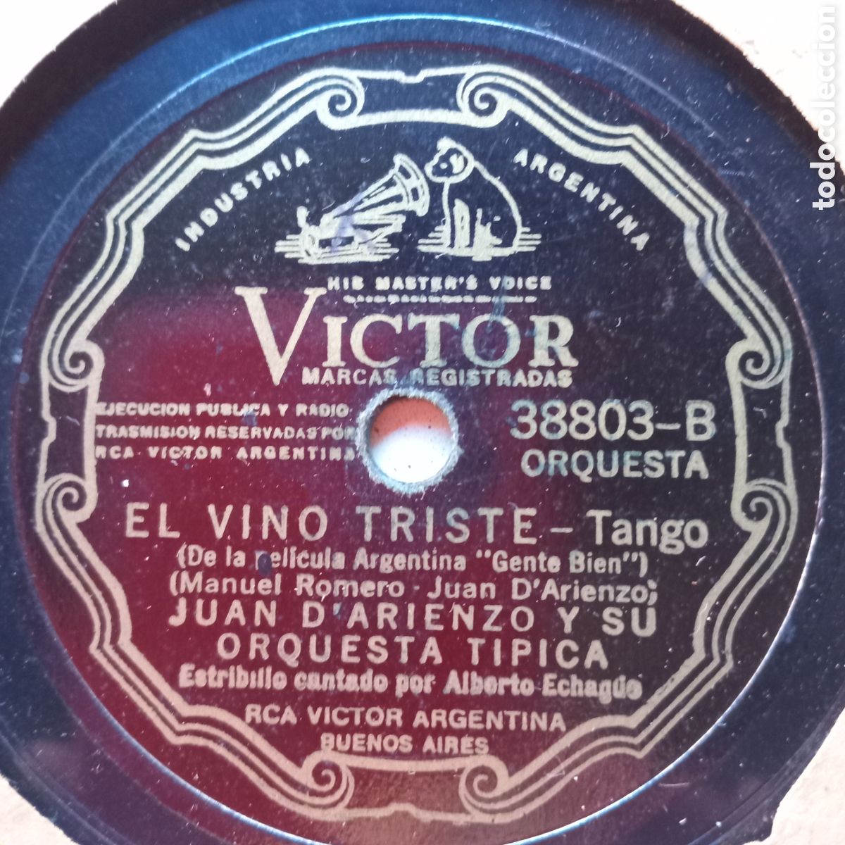 Discos de pizarra: JUAN D ARIENZO Y SU ORQUETA. - Foto 2