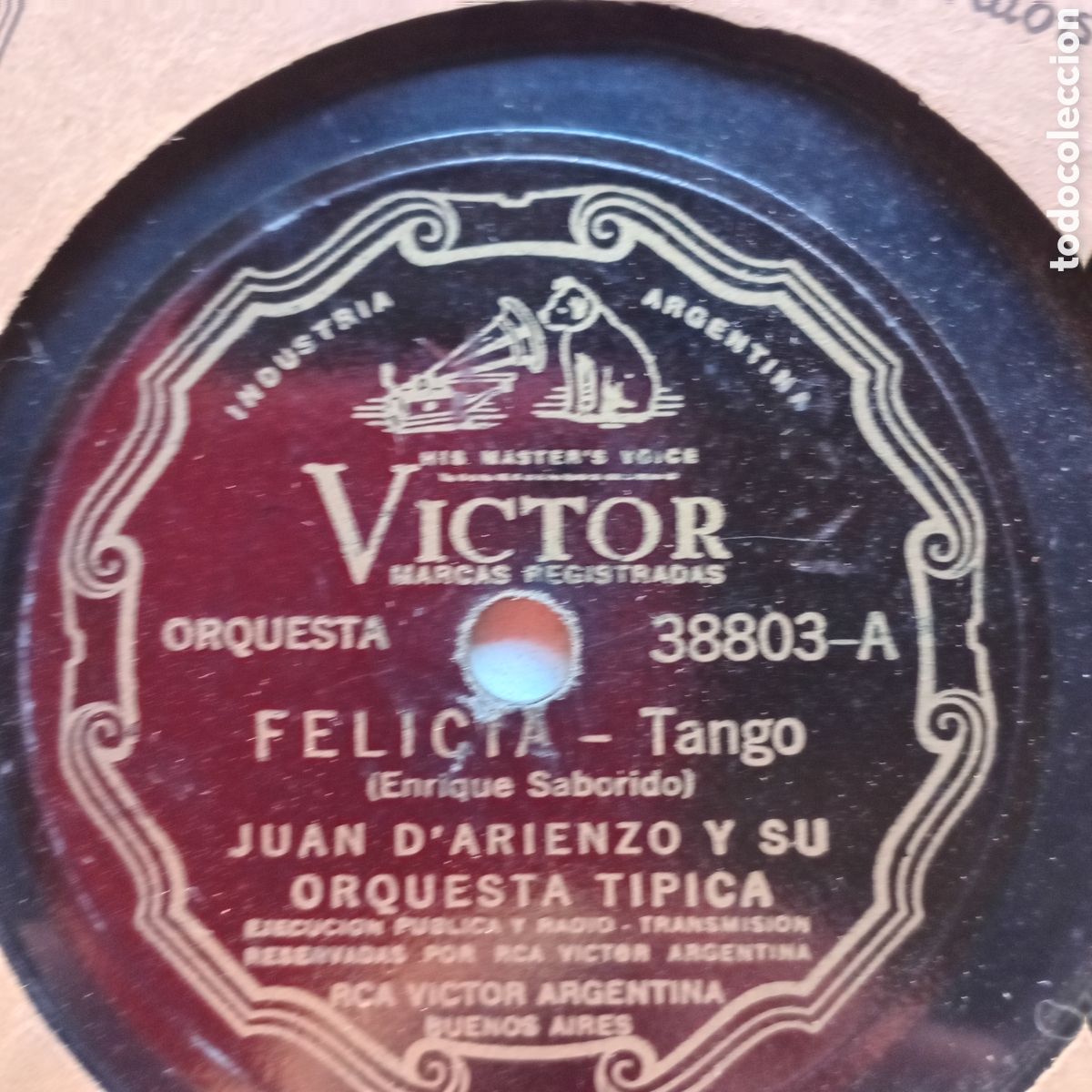 Discos de pizarra: JUAN D ARIENZO Y SU ORQUETA. - Foto 1