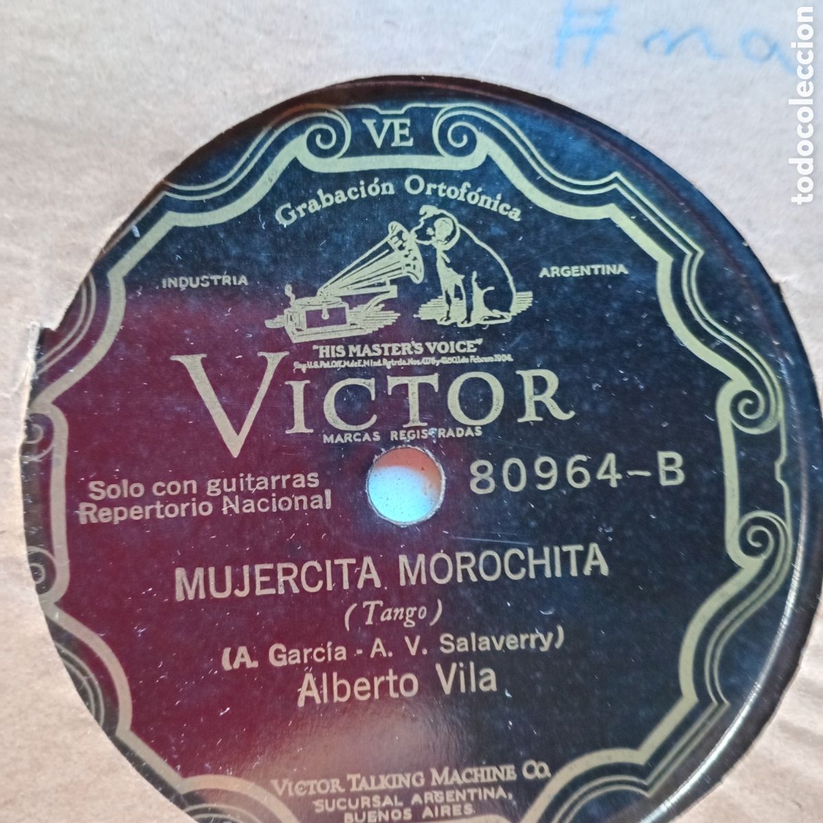 Discos de pizarra: ALBERTO VILA- MUJERCITAS MOROCHITAS-NO ME DEJES - Foto 1