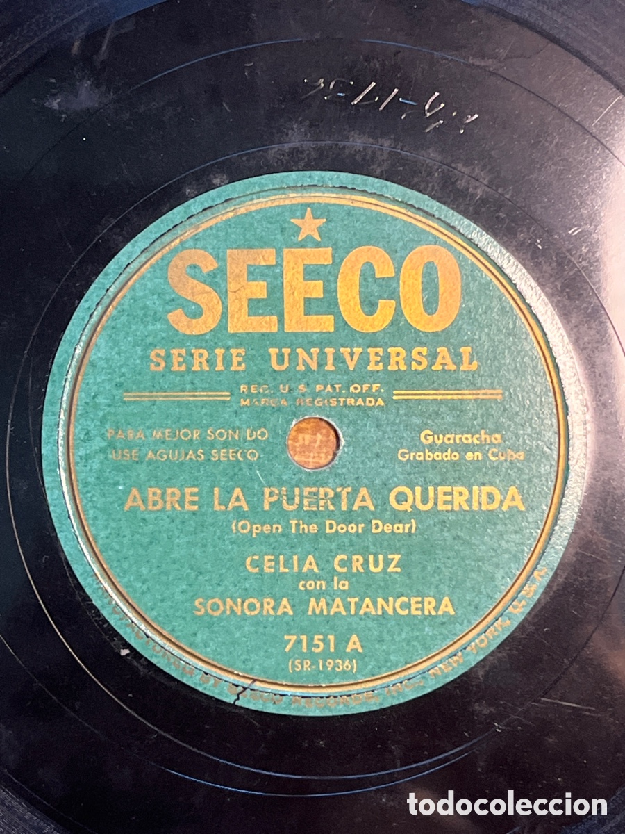 Discos de pizarra: Celia Cruz Sonora Marancera - Abre la puerta querida/ Yembe Laroco - Foto 2