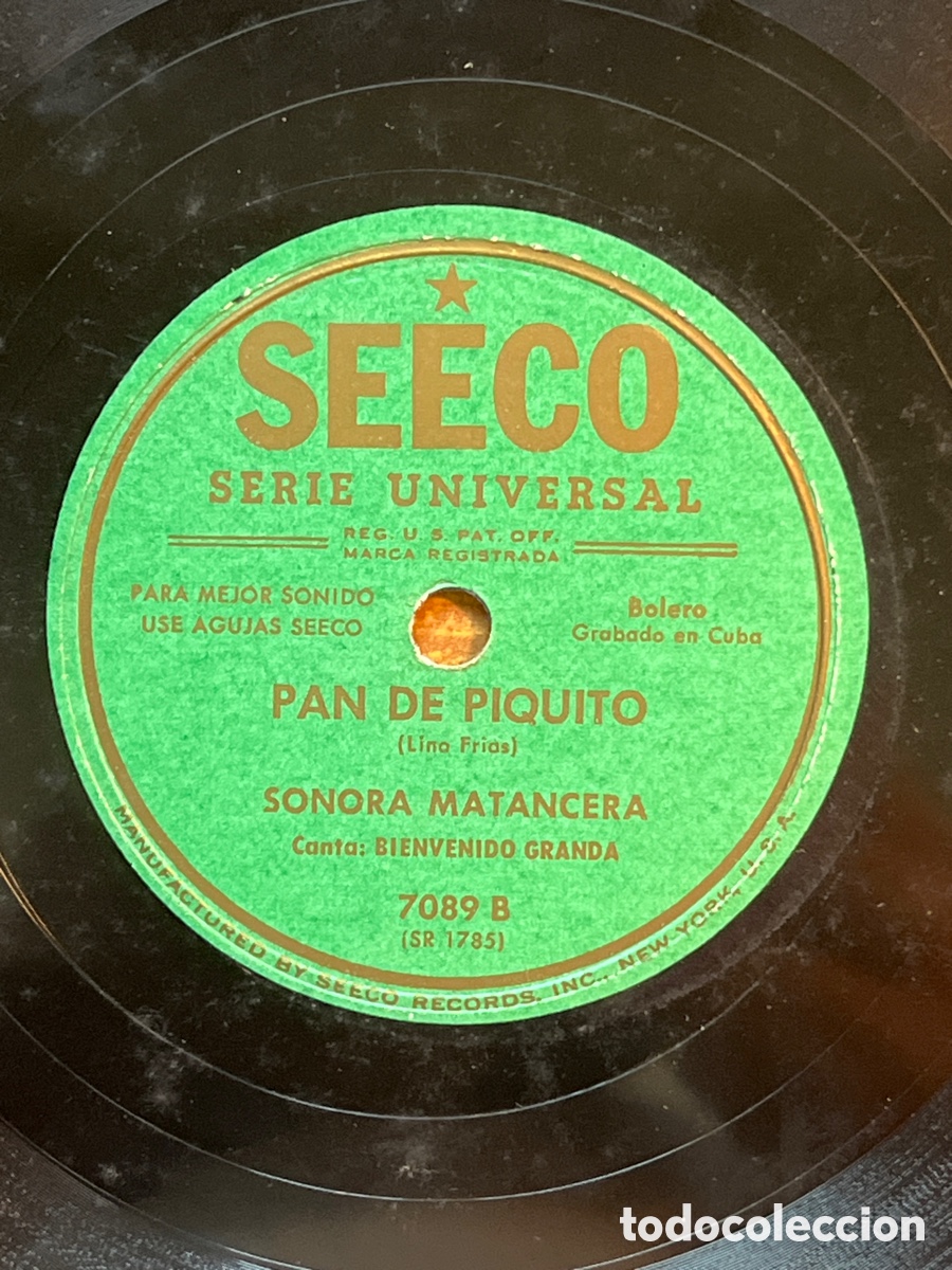 Discos de pizarra: Sonora Mantancera - Pan De Piquito - Angustia - Seeco Cuba - Foto 1