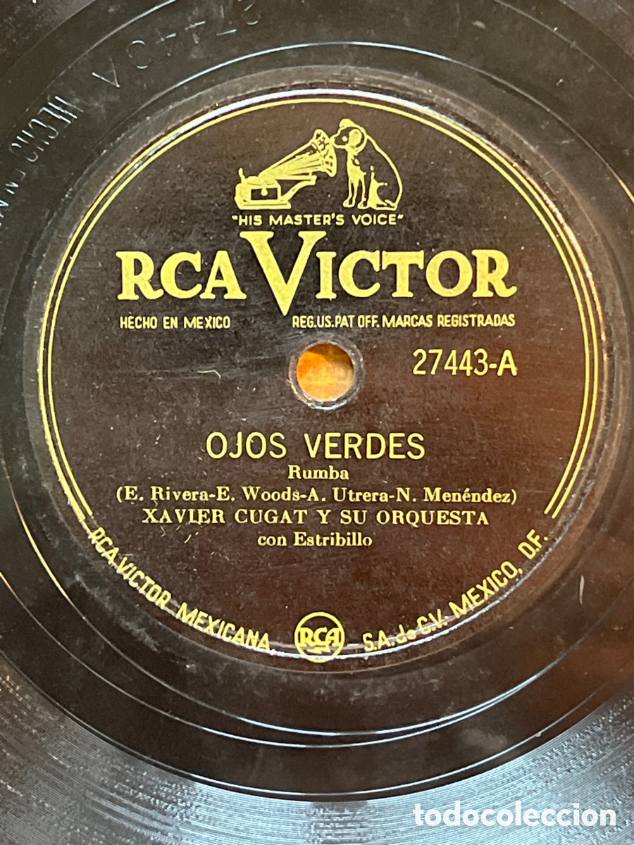 Discos de pizarra: Xavier Cugat - Ojos Verdes / Perd&oacute;n - Rca V&iacute;ctor - Foto 2