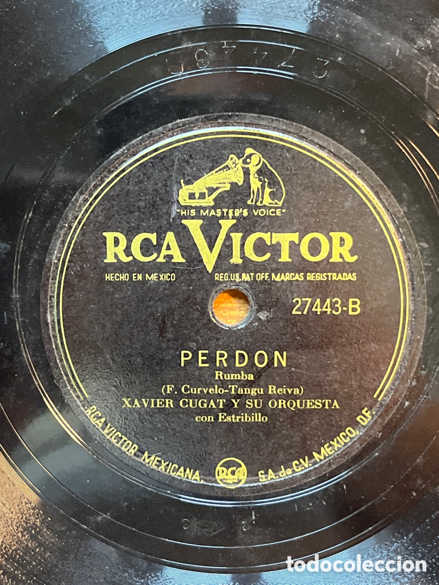 Discos de pizarra: Xavier Cugat - Ojos Verdes / Perd&oacute;n - Rca V&iacute;ctor - Foto 1