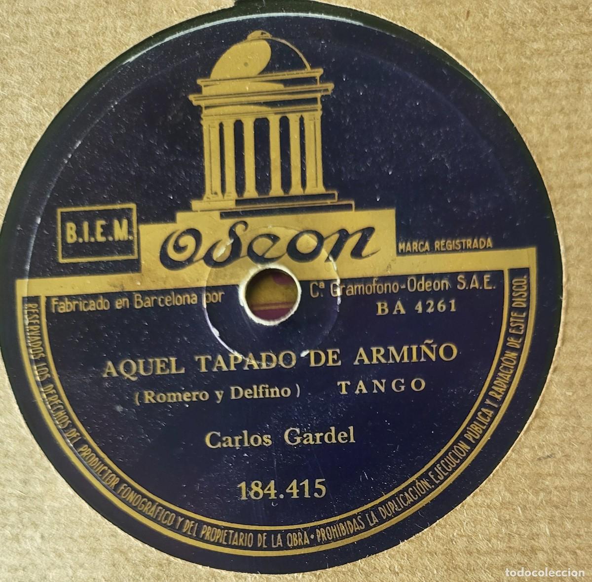 Discos de pizarra: Carlitos Gardel pizarra sello Odeon editada en Espa&ntilde;a... - Foto 2