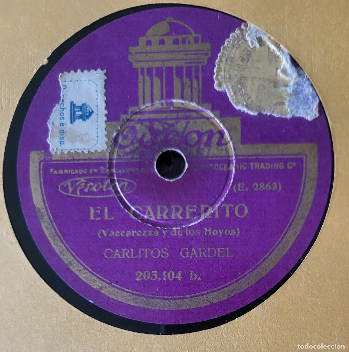 Discos de pizarra: Carlitos Gardel pizarra sello Odeon editada en Espa&ntilde;a... - Foto 1