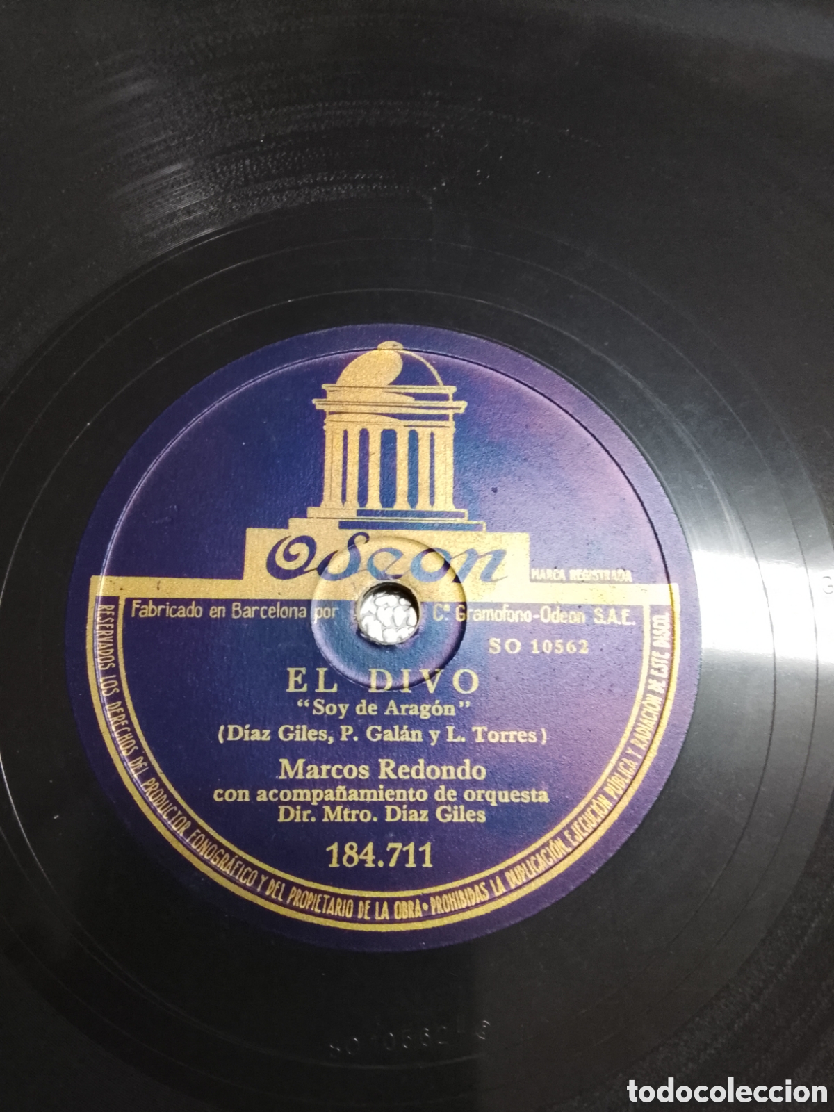 Discos de pizarra: Disco de pizarra El Divo Marcos Redondo - Foto 1