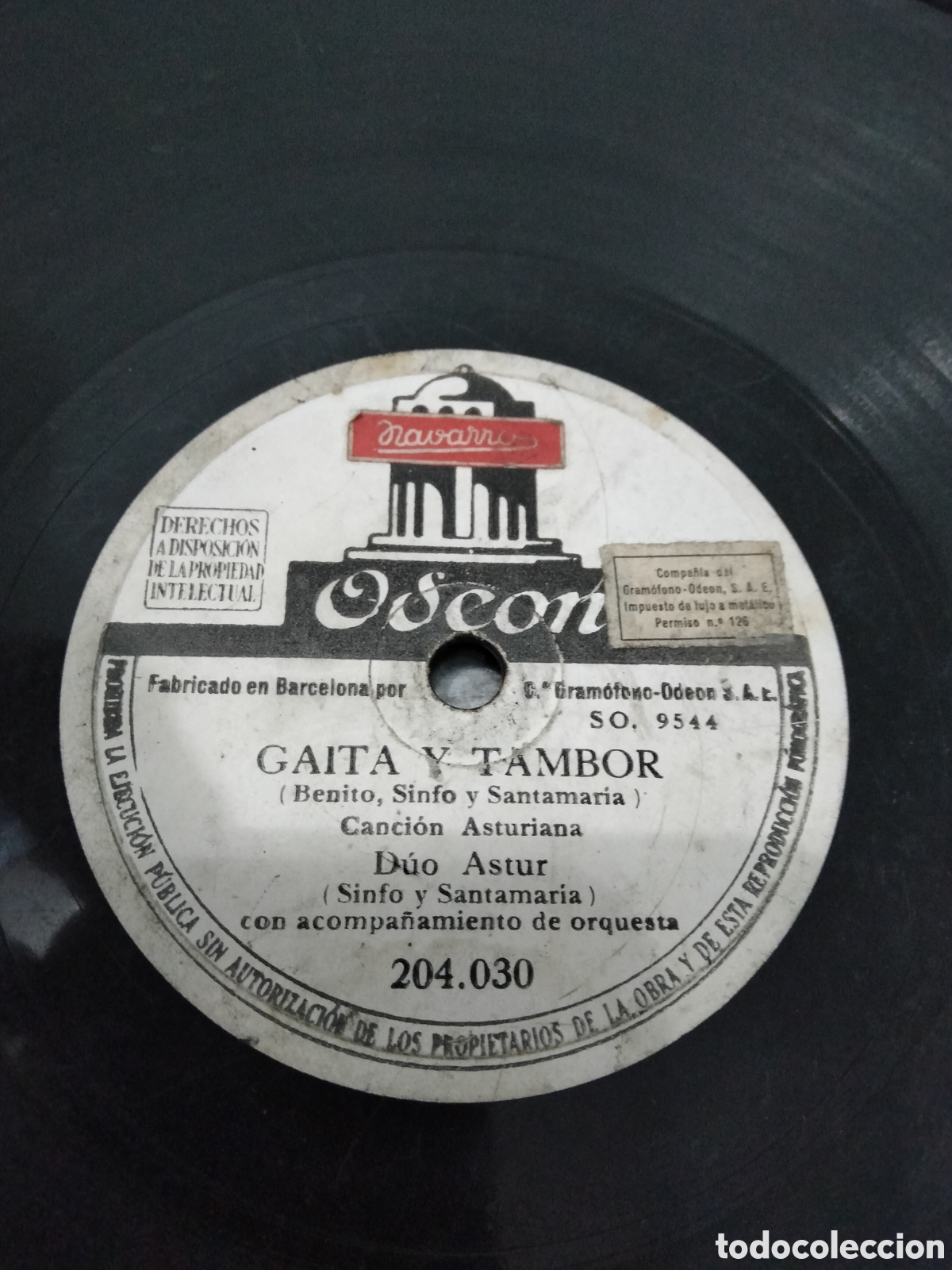 Discos de pizarra: Disco Duo Astur SAL A BAILAR / GAITA Y TAMBOR - Foto 1