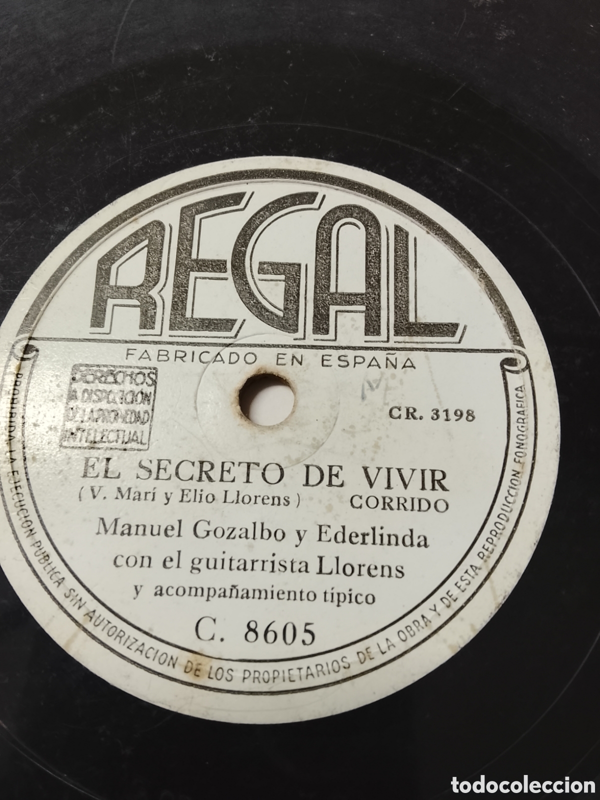 Discos de pizarra: Disco de pizarra Manuel gozalbo y Ederlinda - Foto 2
