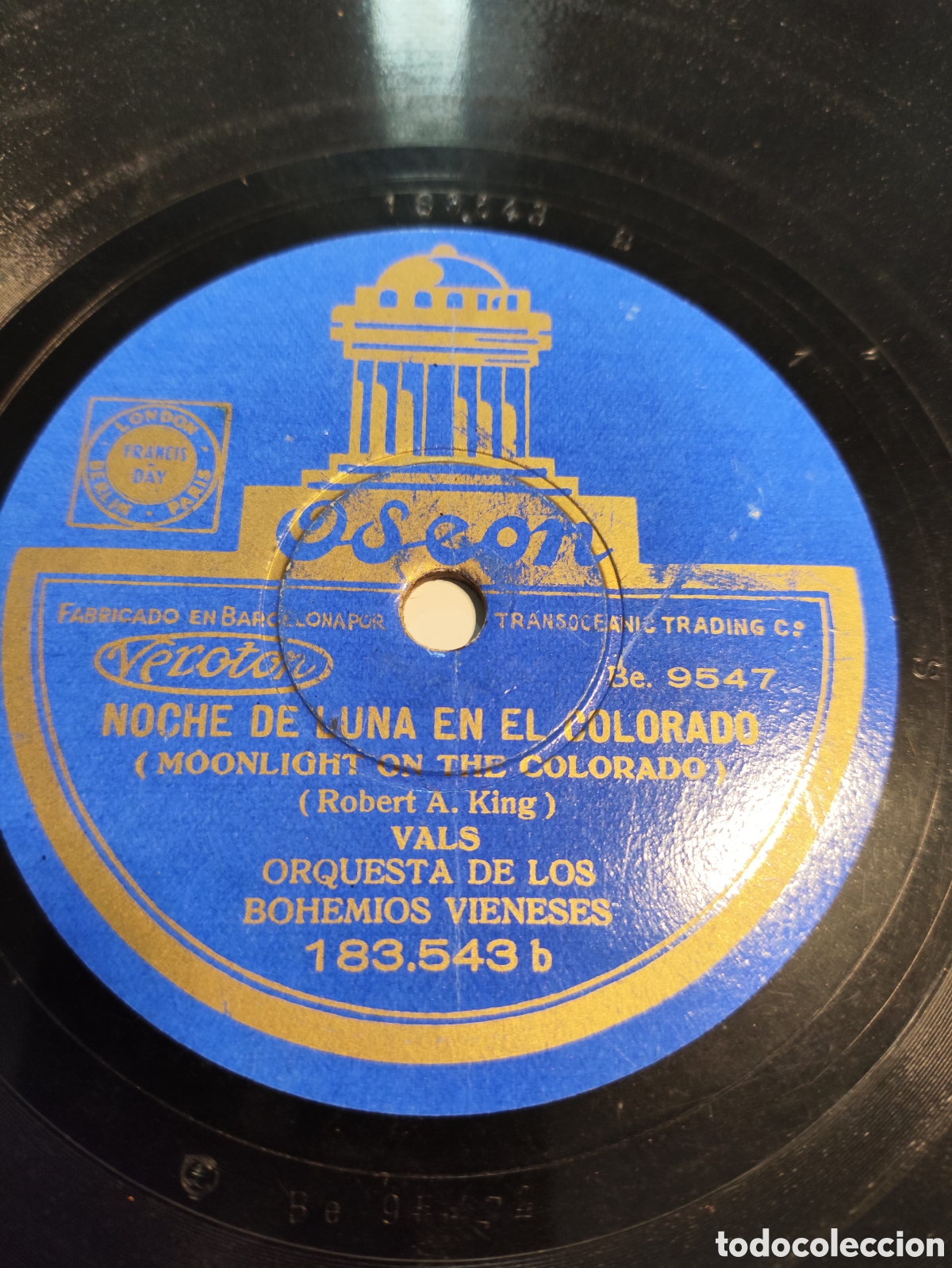 Discos de pizarra: Disco de Pizarra ODEON. Noche de Luna en el Colorado - Los Ba&ntilde;os de Sol. - Foto 4