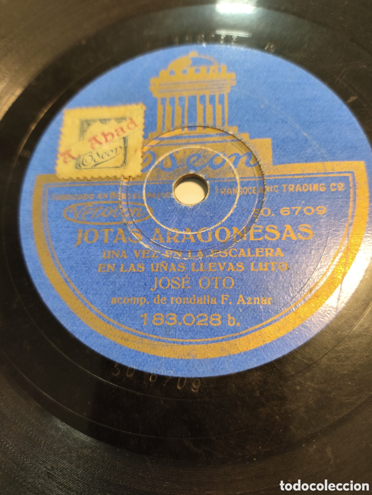 Discos de pizarra: Disco de Pizarra ODEON. &rdquo;JOTAS ARAGONESAS- JOSE OTO - Foto 4