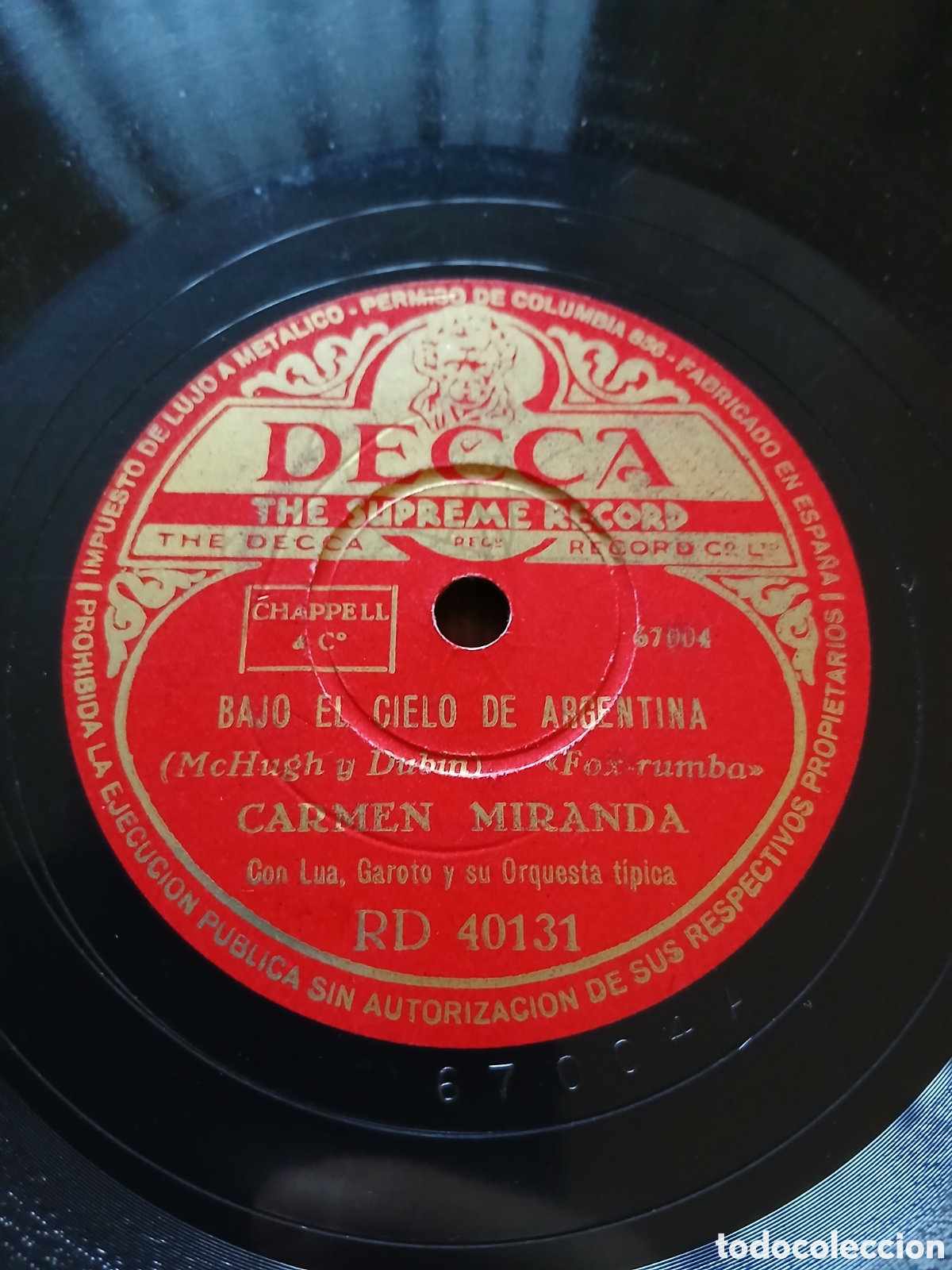Discos de pizarra: Carmen Miranda disco pizarra - Foto 1