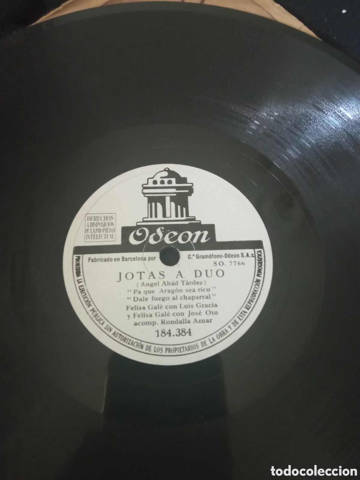 Discos de pizarra: Antiguo disco de pizarra, Jotas a Duo - Foto 2