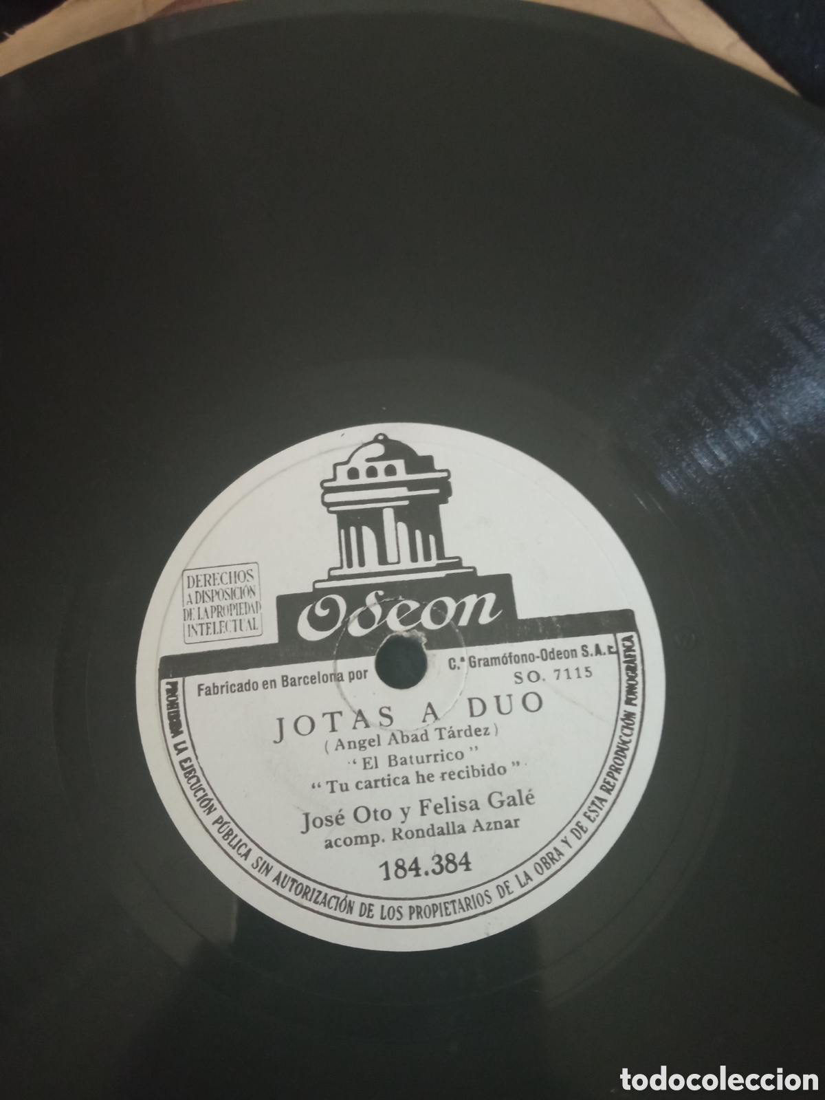 Discos de pizarra: Antiguo disco de pizarra, Jotas a Duo - Foto 3