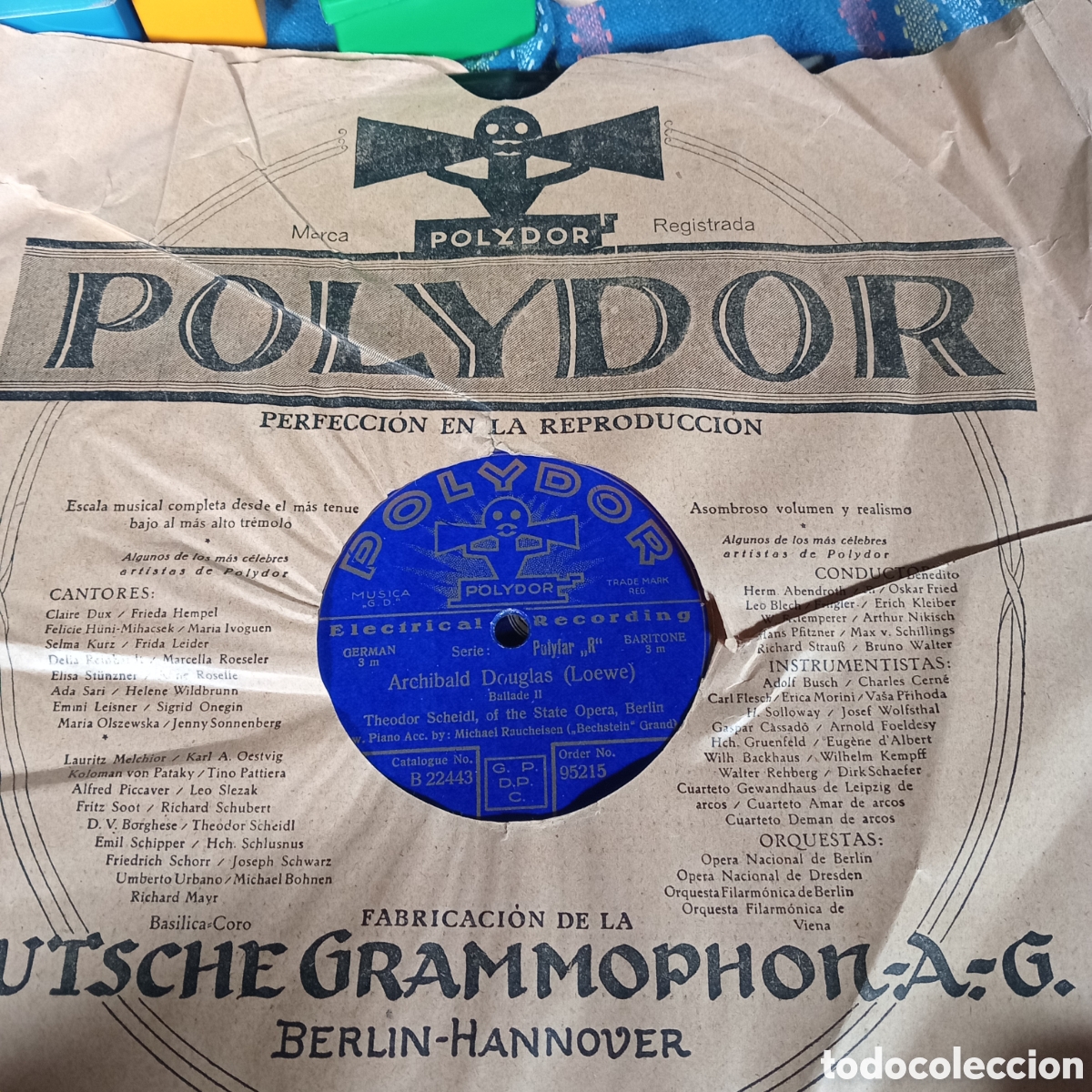Discos de pizarra: ARCHIBALD DOUGLAS (,LOEWE) CON SU SOBRE ORIGINAL - Foto 3