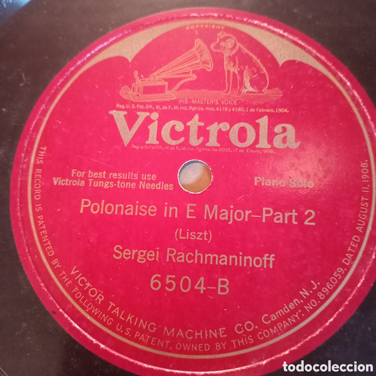 Discos de pizarra: POLONESA EN E MAYOR GRABADA EN USA PARA VITROLA - Foto 1