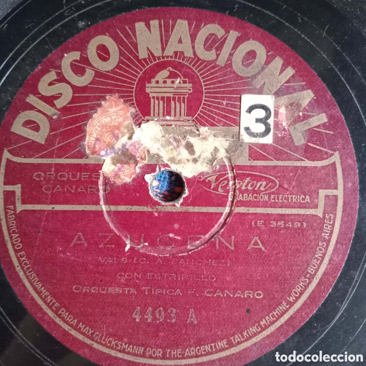 Discos de pizarra: CABARO INTERPRETA &rdquo; BEBAMOS JUNTOS&rdquo; Y &rdquo; AZUCENA&rdquo; - Foto 2