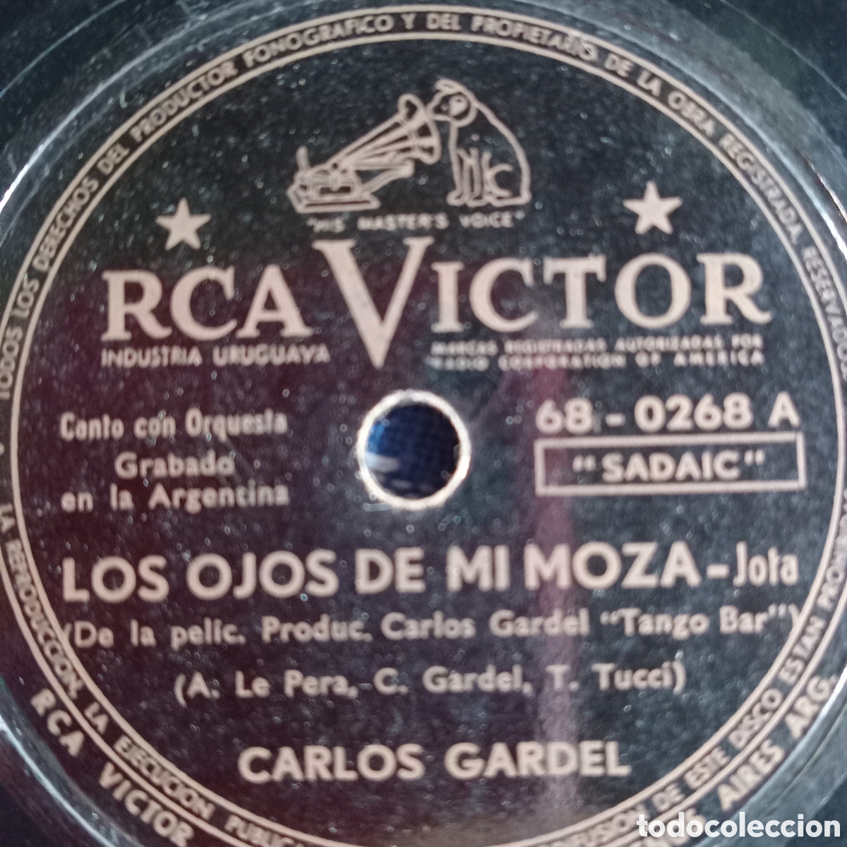 Discos de pizarra: CARLIS GARDEL- LOS OJOS DE MI MOZA Y AMSRGURA - Foto 1