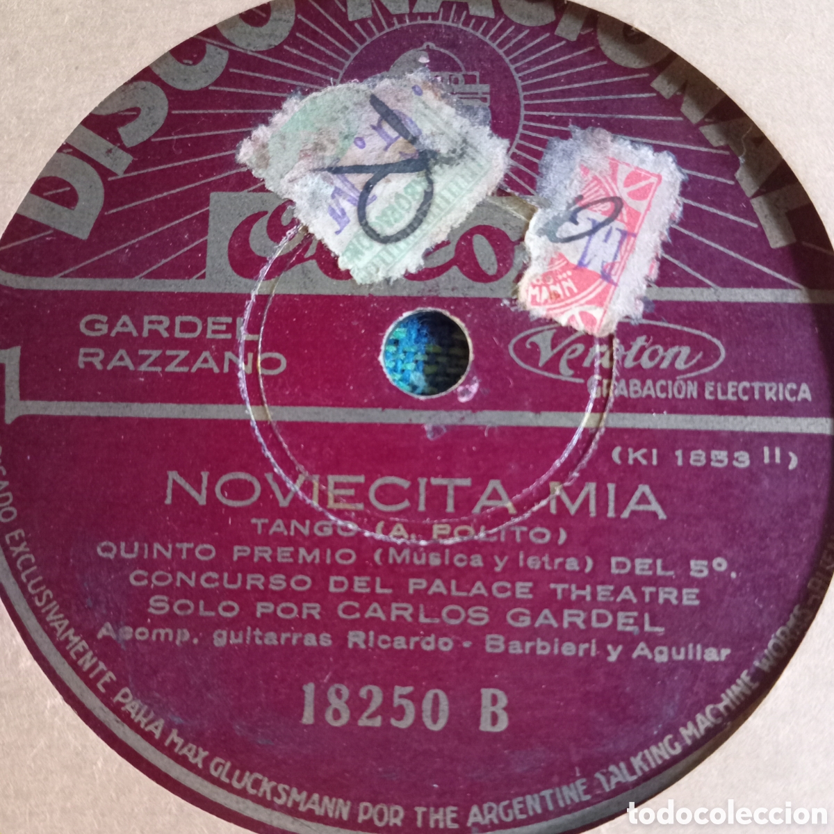 Discos de pizarra: PIEDAD 1er. Premio del 5 Concurso del palacio teatro C. Gardel - Foto 2