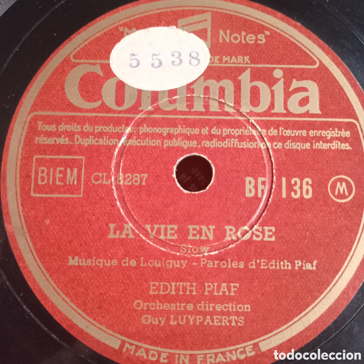 Discos de pizarra: EDITH PIAF CANTA LA VIDA EN ROSE - Foto 1