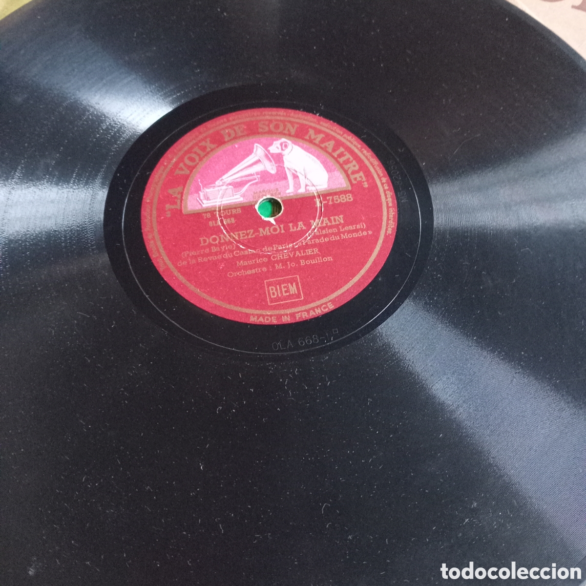Discos de pizarra: MAURICE CHEVALIER GRABADO EN FRANCIA - Foto 2
