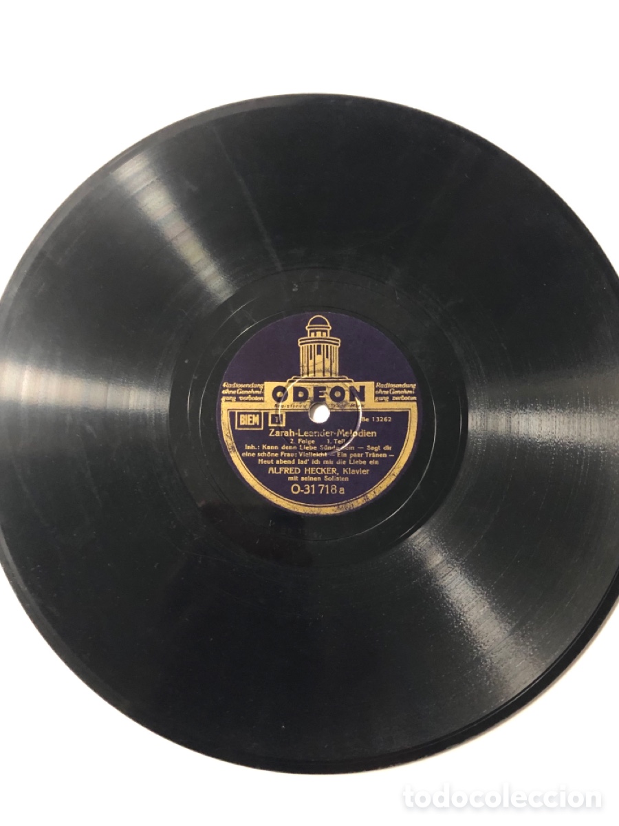 Discos de pizarra: Disco pizarra Odeon Zarah Leander - Foto 3
