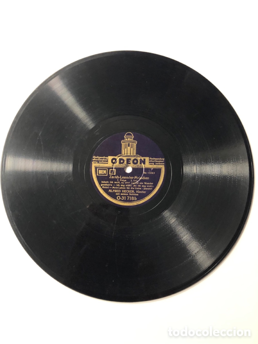 Discos de pizarra: Disco pizarra Odeon Zarah Leander - Foto 1